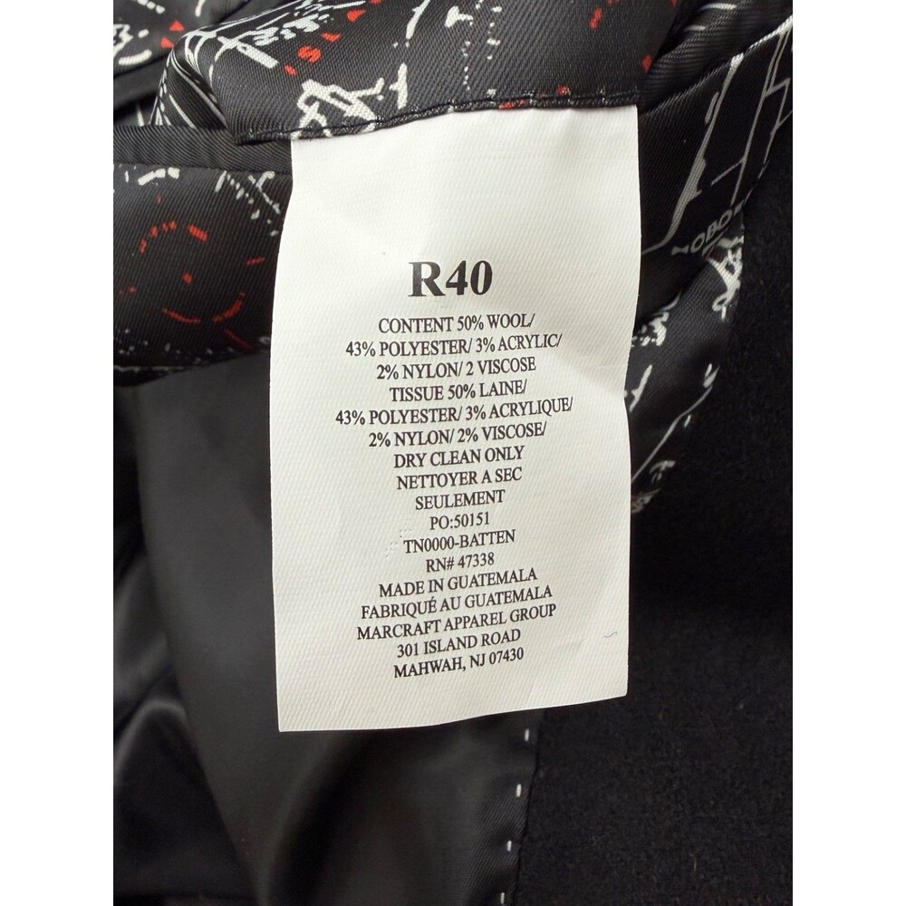 $350 NEW NAUTICA Mens 40R Black Soft Wool Classic Fit 38" Long OverCoat Jacket - Picture 6 of 9